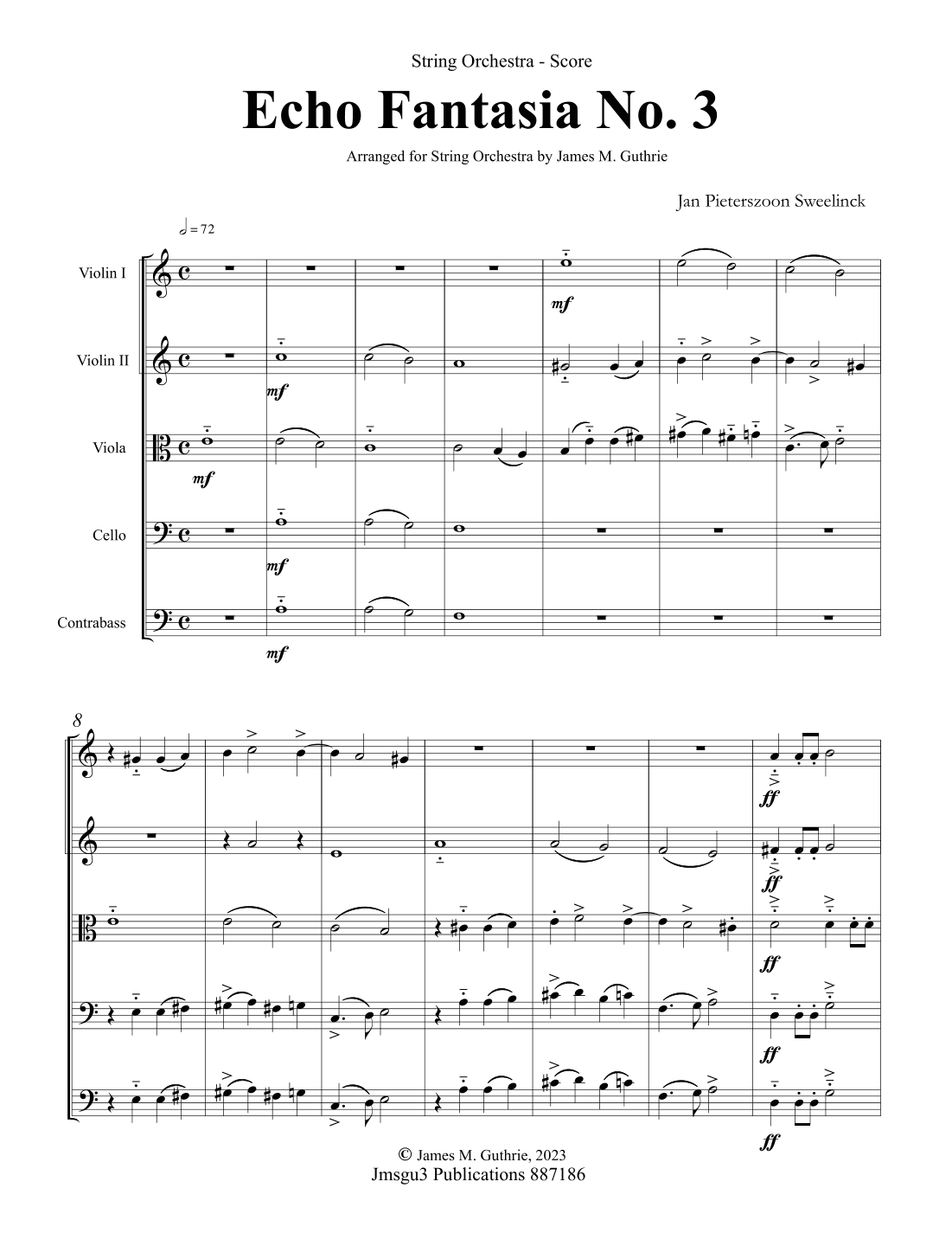Sweelinck: Echo Fantasia No. 3 for String Orchestra (arr. James M. Guthrie)