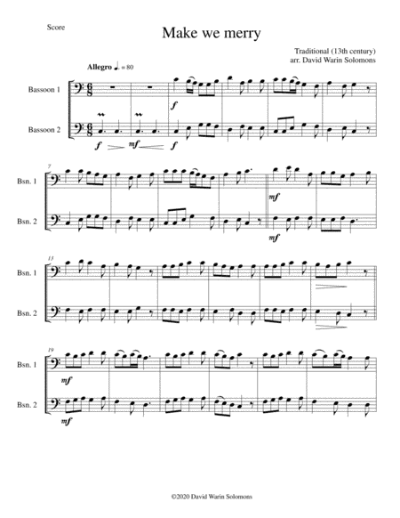 Make we merry for 2 bassoons (arr. David Warin Solomonw)