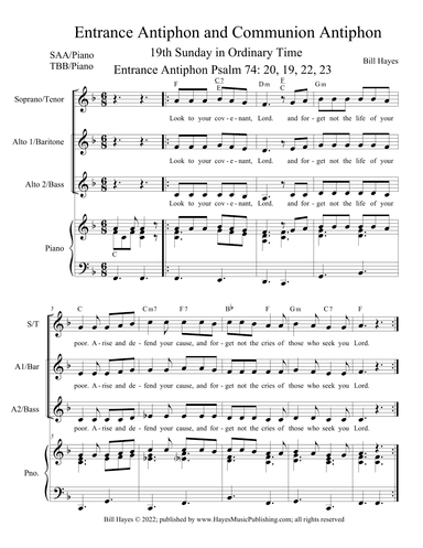 Antiphons for the 19th Sunday in Ordinary Time