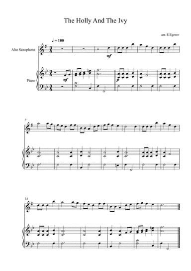 The Holly And The Ivy, For Alto Saxophone & Piano