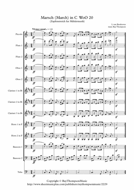 Beethoven: Marsch (Military March) in C (Zapfenstreich fur Militårmusik) WoO 20 - symphonic wind (arr. Ray Thompson)