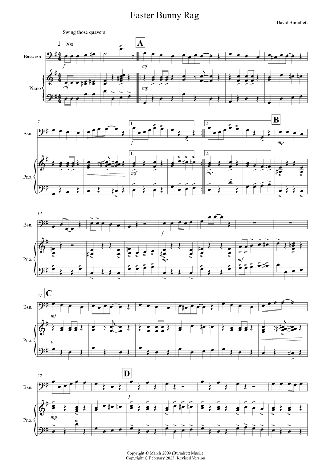 Easter Bunny Rag! for Bassoon and Piano