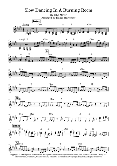 Slow Dancing In A Burning Room (arr. Thiago Marconato)
