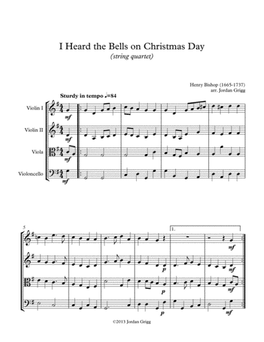 I Heard the Bells on Christmas Day (string quartet) (arr. Jordan Grigg)