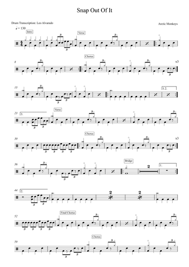 Snap Out Of It (arr. Drum Transcription: Leo Alvarado)