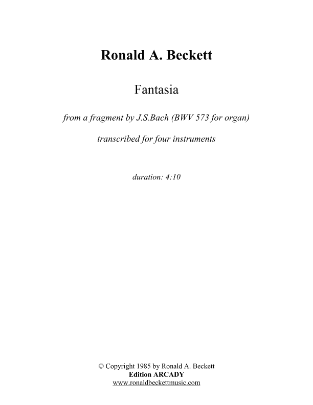 Fantasia (from a fragment by JS Bach)