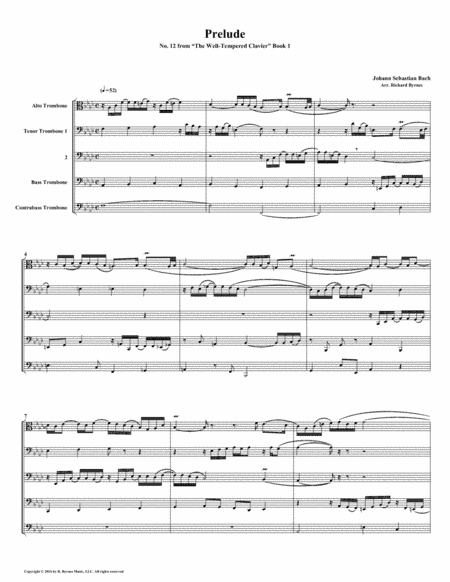 Prelude 12 from Well-Tempered Clavier, Book 1 (Trombone Quintet) (arr. Richard Byrnes)