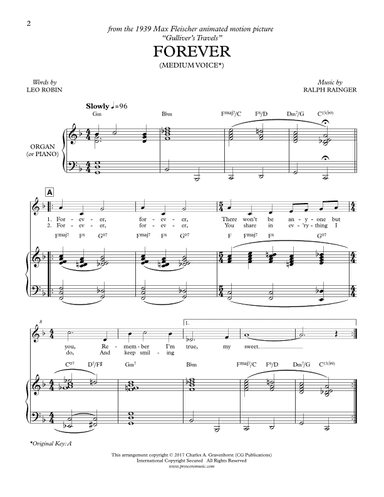 Forever (from "Gulliver’s Travels") – Medium Voice (arr. Charles A. Gravenhorst)