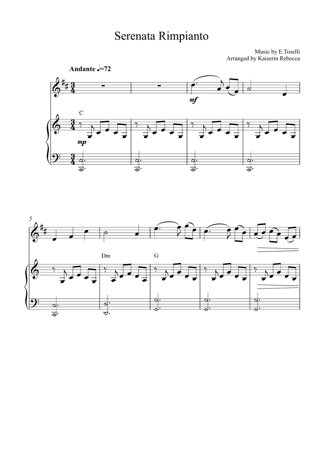 Serenata Rimpianto (Op.6 No.1) (arr. Kaiserin Rebecca)
