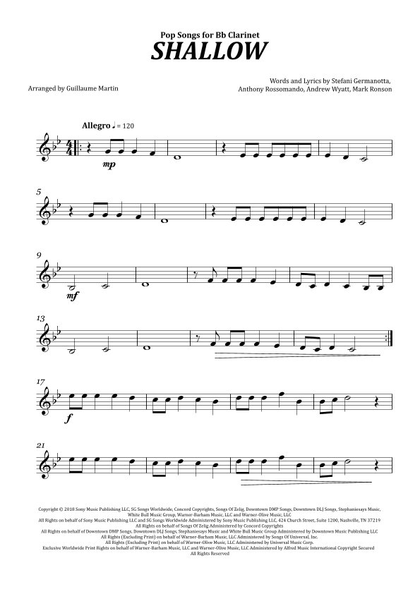 Shallow (arr. Guillaume Martin)