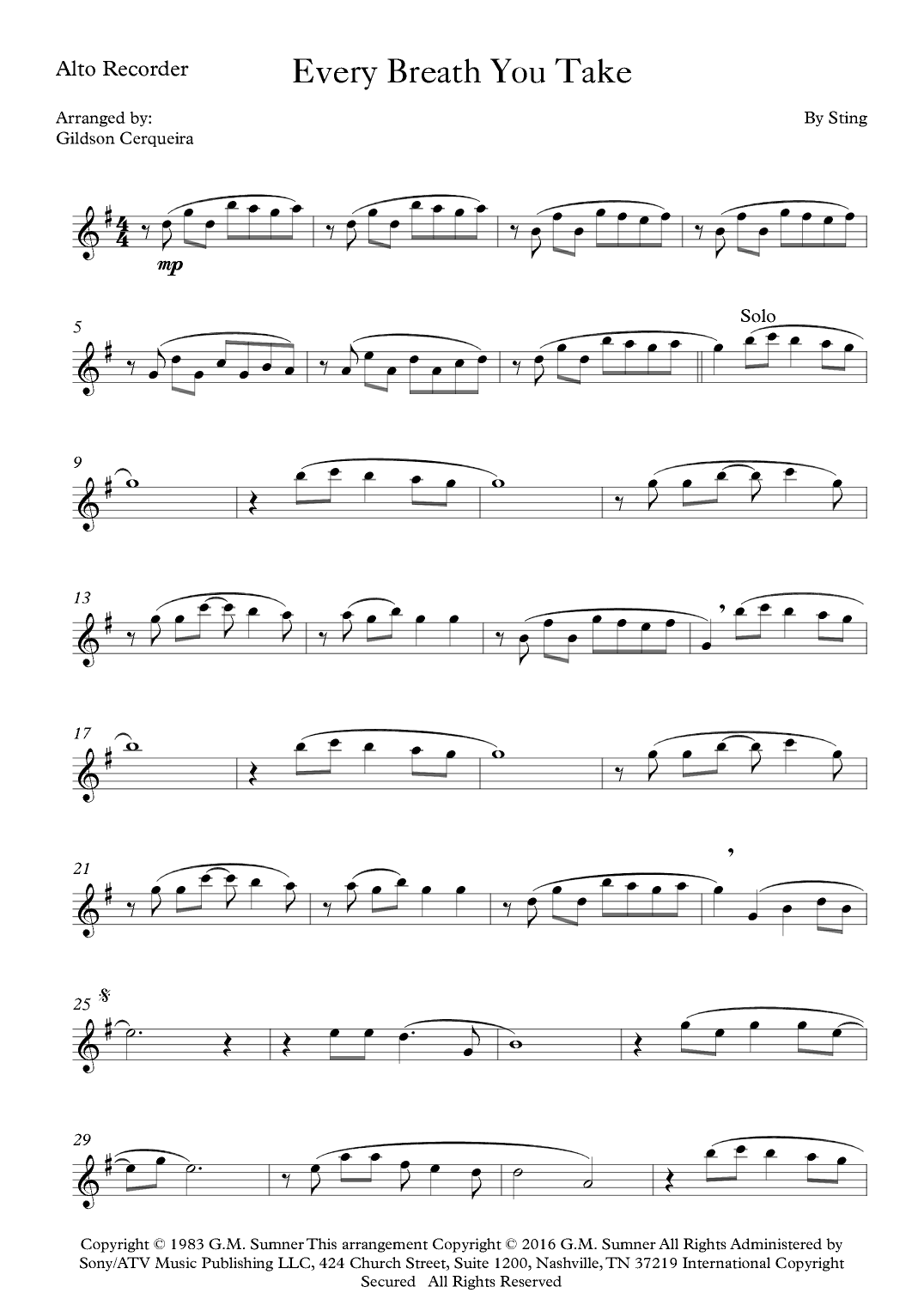 Every Breath You Take (arr. Gildson Cerqueira)