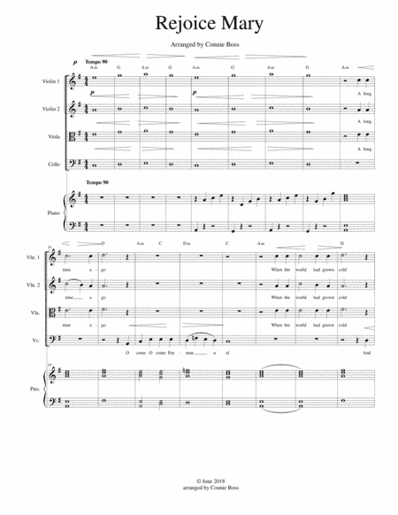 Rejoice Mary (tune of O Come O Come Emmanuel) Advent - strings and piano with parts (arr. Connie Boss)