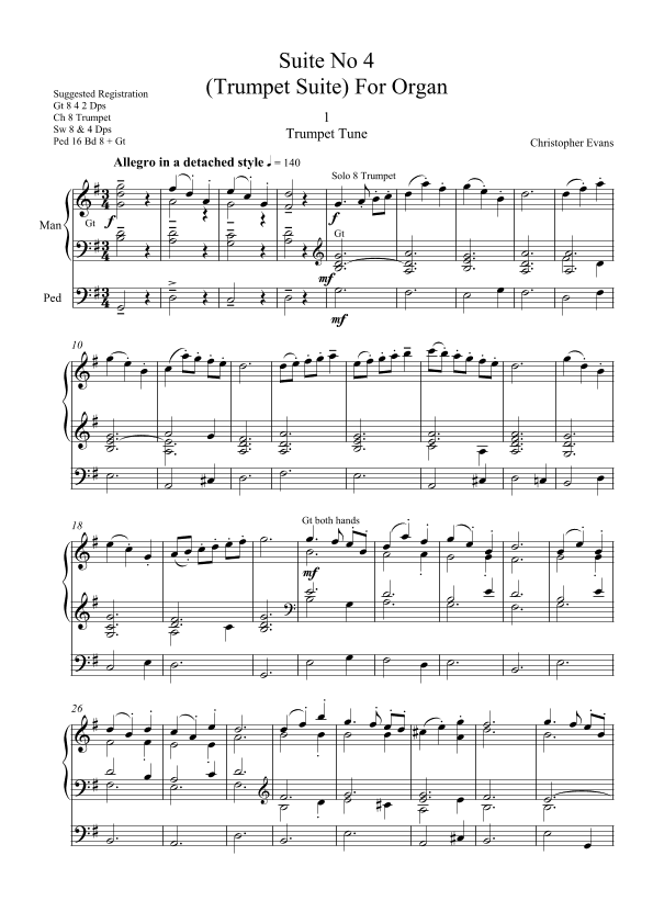 Suite No 4 'Trumpet Suite' for Organ