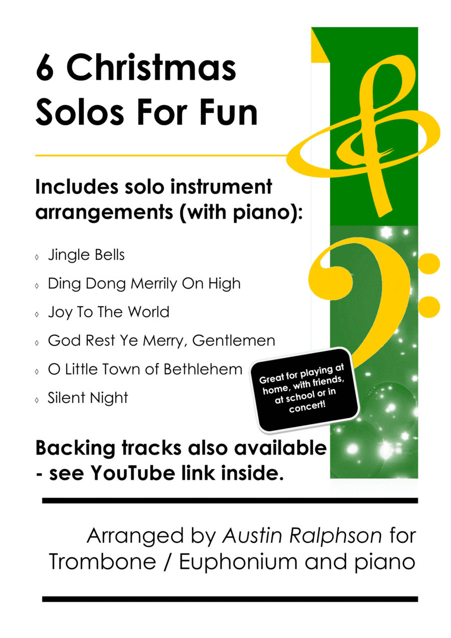 6 Christmas Trombone Solos or Euphonium Solos for Fun - + FREE BACKING TRACKS + piano accompaniment (arr. Austin Ralphson)