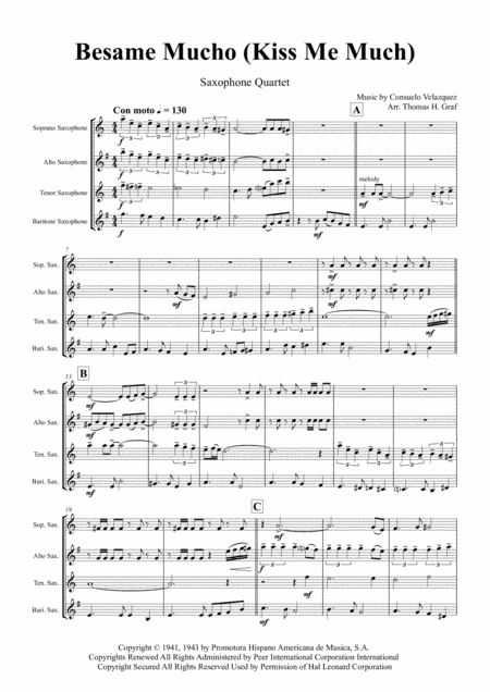 Besame Mucho (Kiss Me Much) (arr. Thomas H. Graf)