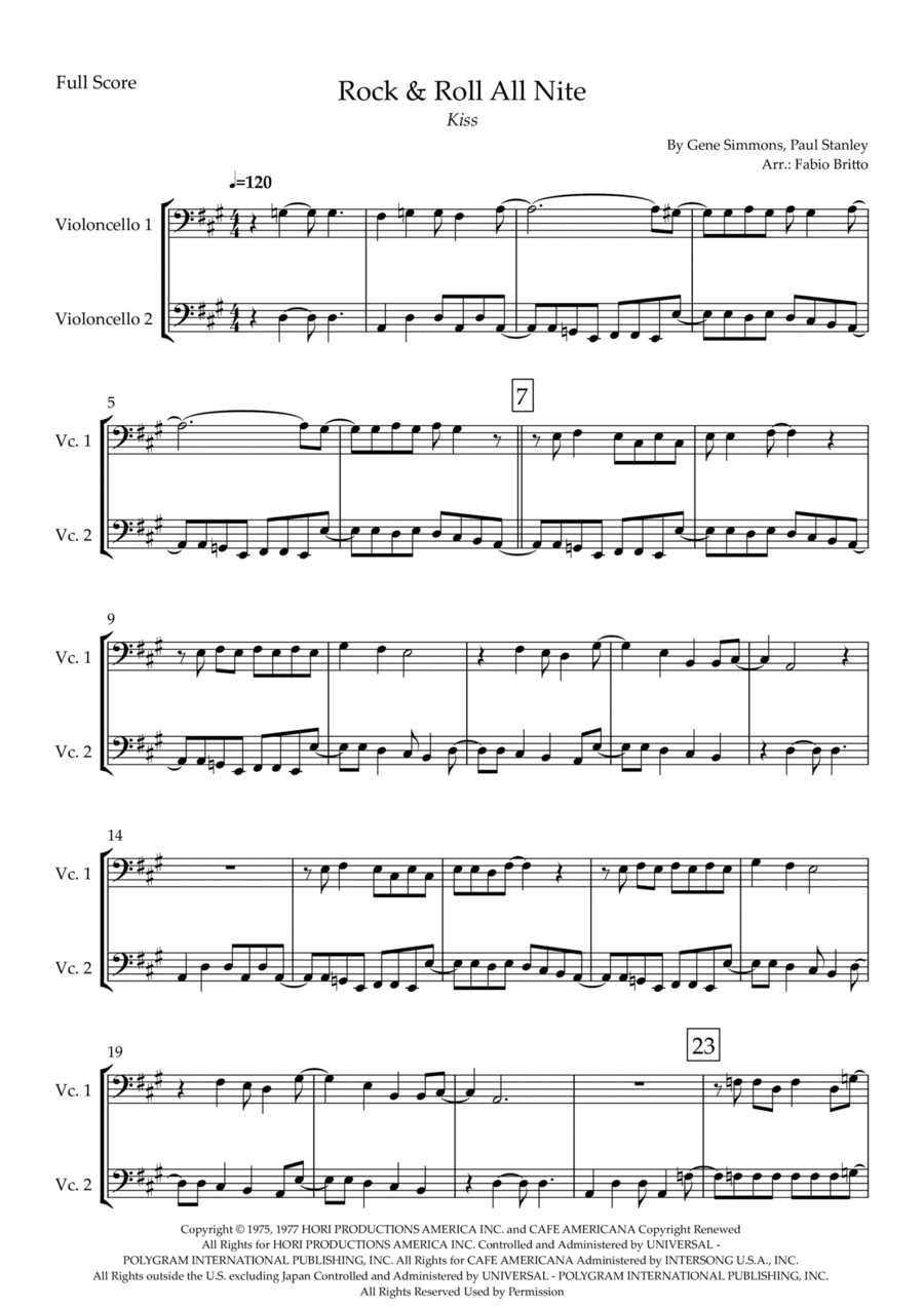 Rock And Roll All Nite (arr. Fabio Britto)
