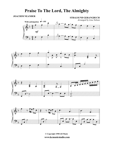 Praise to the Lord, The Almighty - Piano Solo - Advanced (arr. Lisa Nelson)