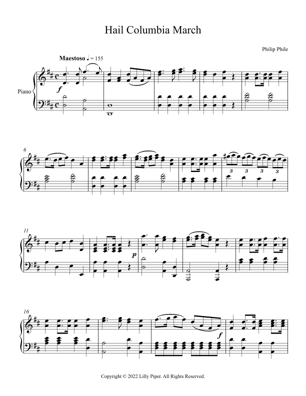Hail Columbia March (arr. Lilly Piper)