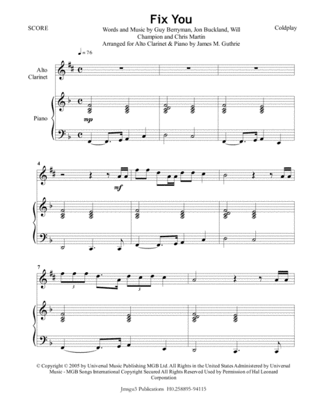 Fix You (arr. James M. Guthrie, ASCAP)