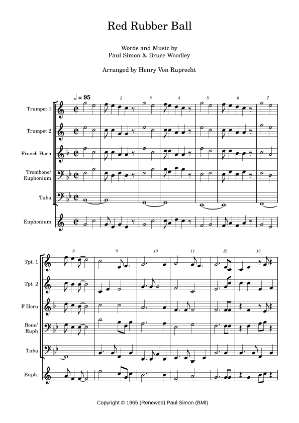 Red Rubber Ball (arr. Henry Von Ruprecht)