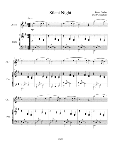 Silent Night (oboe solo) with optional piano accompaniment (arr. B C Dockery)