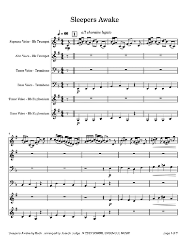 Sleepers Awake by Bach for Brass Quartet in Schools (arr. Joseph Judge)