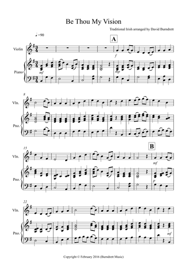 Be Thou My Vision for Violin and Piano (arr. David Burndrett)