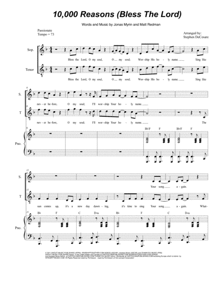10,000 Reasons (Bless The Lord) (arr. Stephen DeCesare)