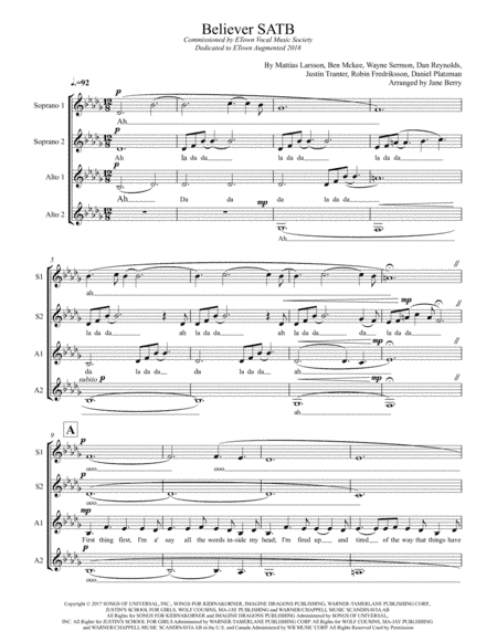 Believer (arr. Jane Berry)