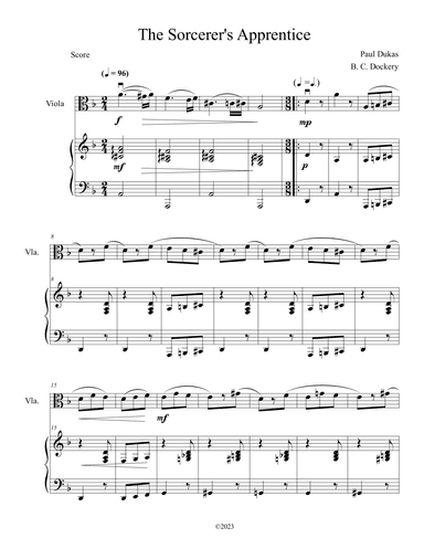 The Sorcerer's Apprentice (Viola Solo with Piano Accompaniment) (arr. B. C. Dockery)