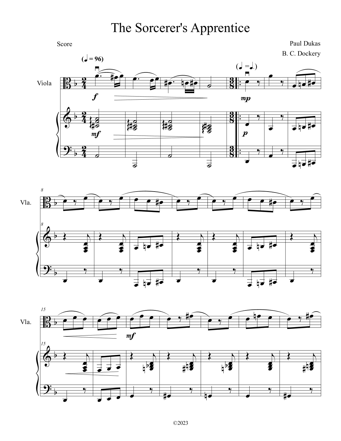 The Sorcerer's Apprentice (Viola Solo with Piano Accompaniment) (arr. B. C. Dockery)