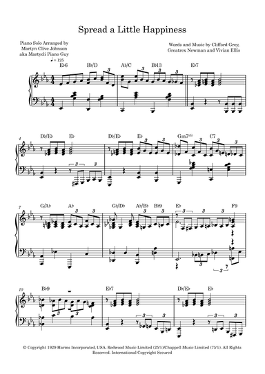 Spread A Little Happiness (arr. Martyn Clive Johnson (aka Martycli Piano Guy))