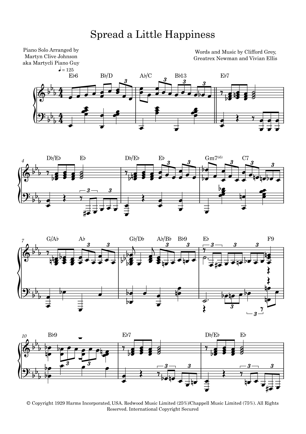 Spread A Little Happiness (arr. Martyn Clive Johnson (aka Martycli Piano Guy))