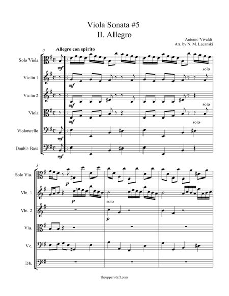 Sonata RV40 Movement II (arr. Nick Lacanski)
