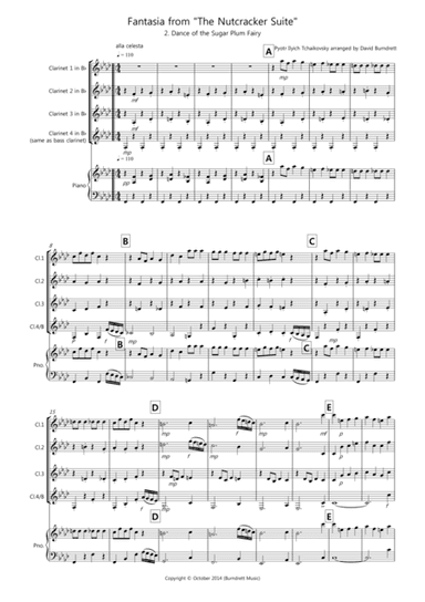 Dance of the Sugar Plum Fairy (fantasia from Nutcracker) for Clarinet Quartet (arr. David Burndrett)