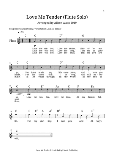 Love Me Tender (arr. Aliese Watts)