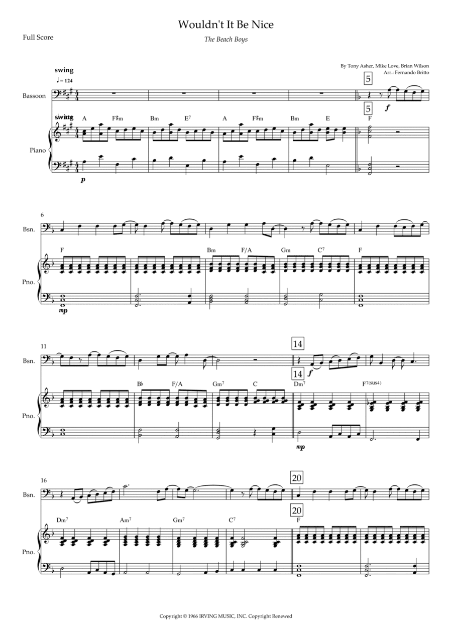Wouldn't It Be Nice (arr. Fernando Britto)