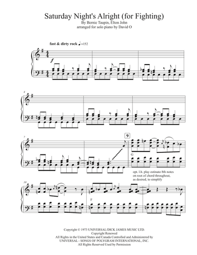 Saturday Night's Alright (for Fighting) (arr. David O)