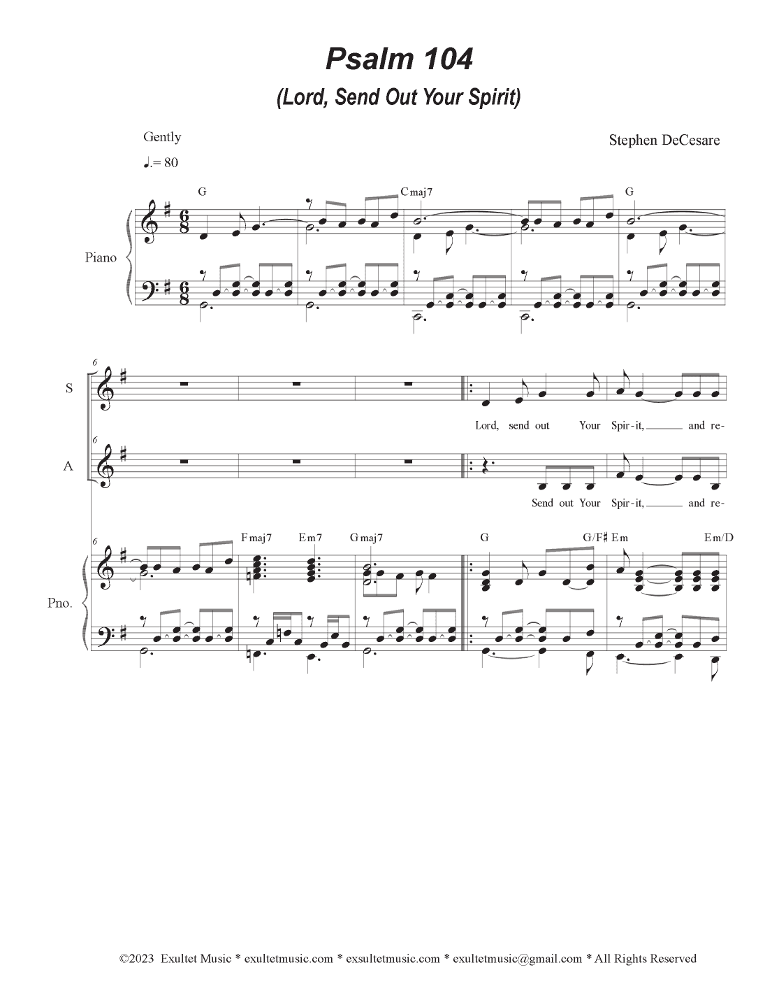 Psalm 104 (Lord, Send Out Your Spirit) (Duet for Soprano and Alto solo)