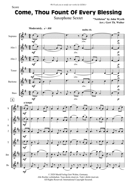 Come, Thou Fount Of Every Blessing (arr. Gert Th. Walter)
