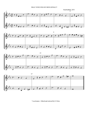 Frau Venus wo ist dein Gewalt (arr. Emanuel M. Froes)