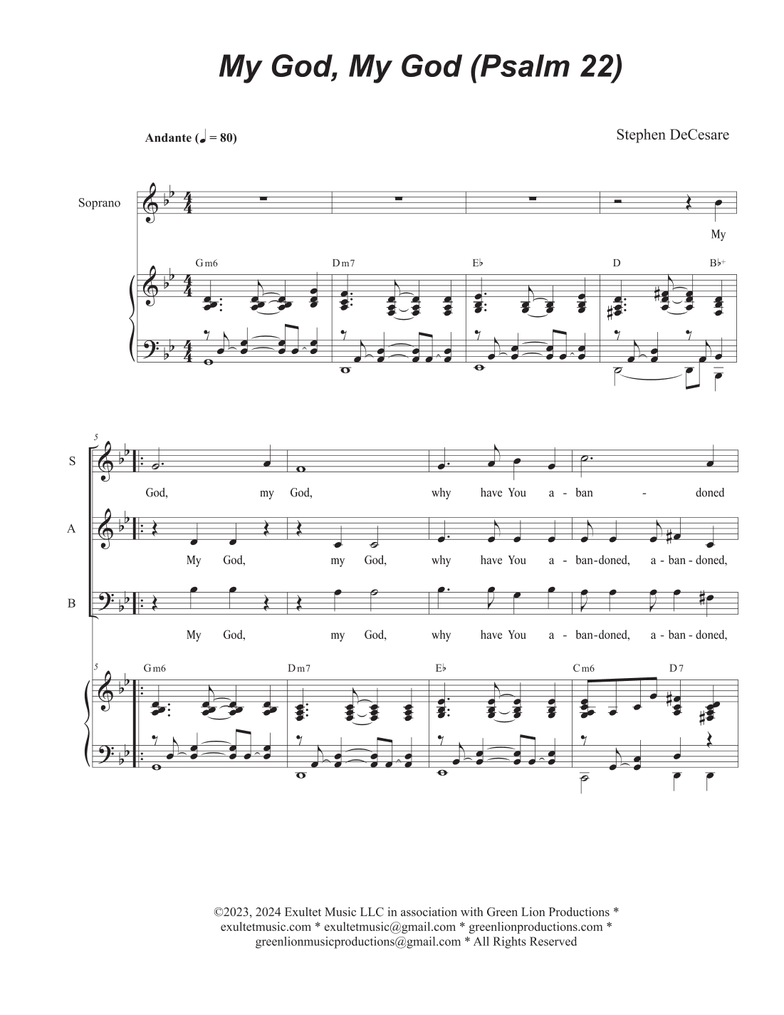 My God, My God (Psalm 22) (Vocal Trio - (SAB)