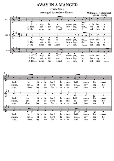 Away In A Manger A Cappella SSA (arr. Andrew Emmet)
