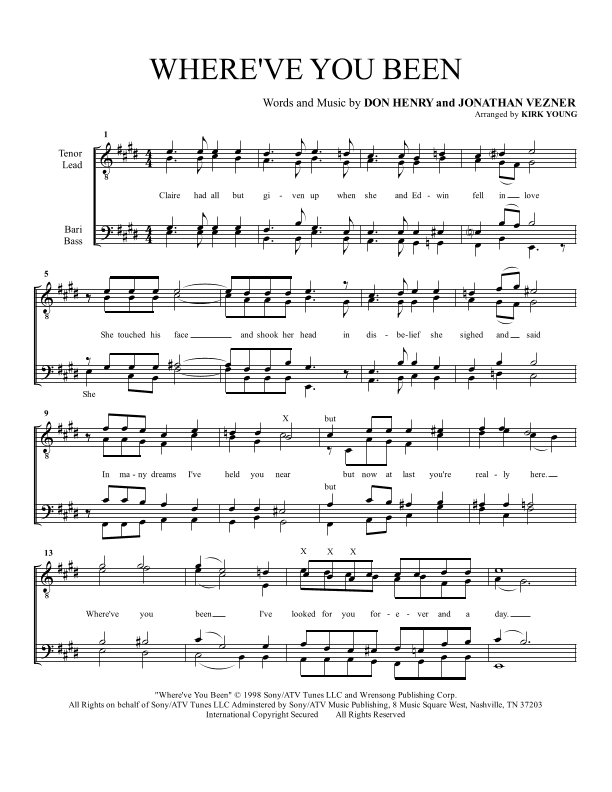 Where've You Been (arr. Kirk Young)