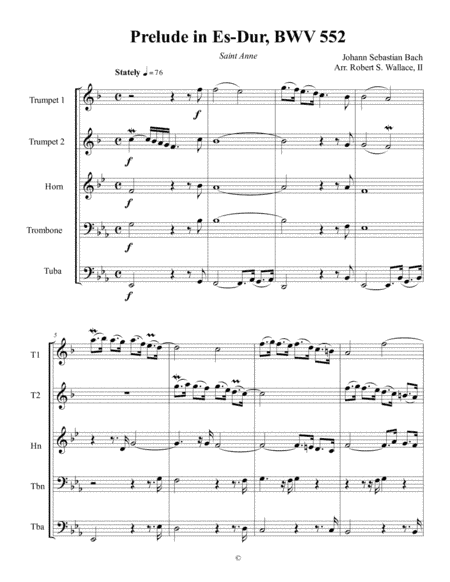 Bach's Prelude and Fugue in E-Flat, BWV 552 (arr. Robert S. Wallace, II)