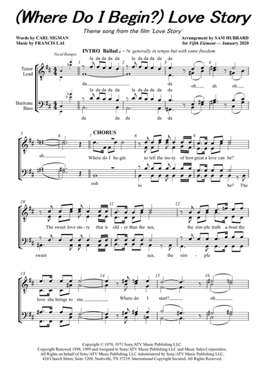 Where Do I Begin (love Theme) (arr. Sam Hubbard)