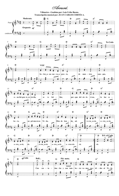 Arrurú (Guabina). Villancico Colombiano por Luis Uribe Bueno. (arr. Juan Carlos Cortés Aguirre)