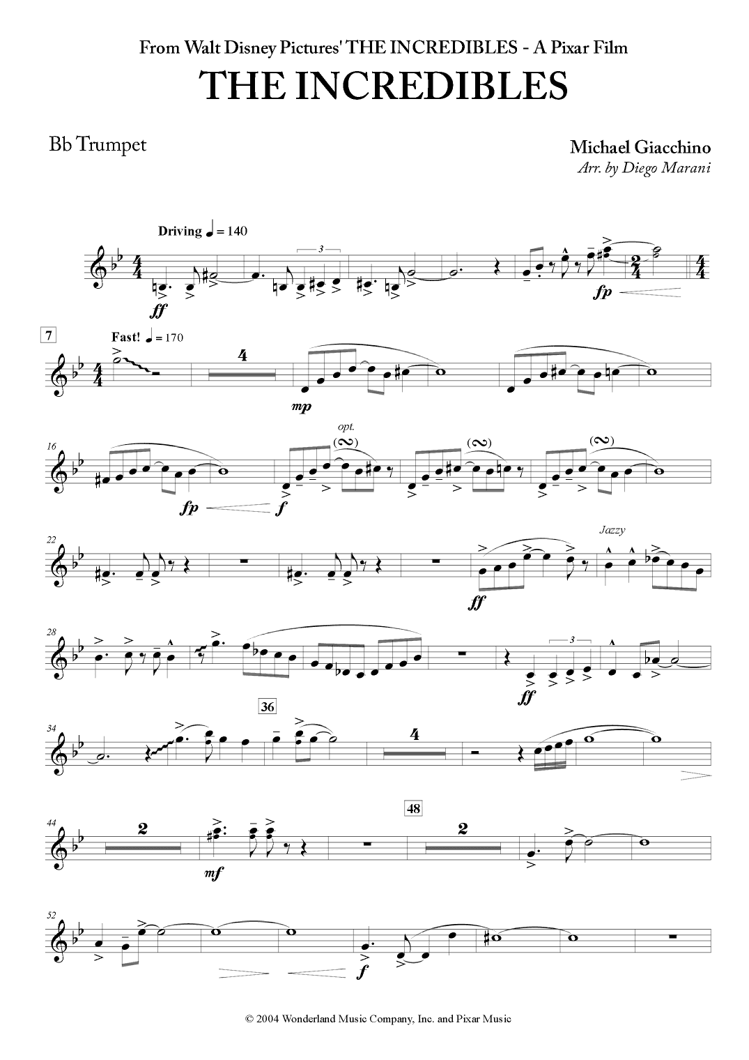 The Incredibles (main Theme) (arr. Diego Marani)