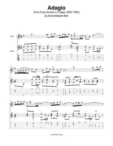 "Adagio" from Flute Sonata in C Major, BWV 1033 (arr. Mark Phillips)