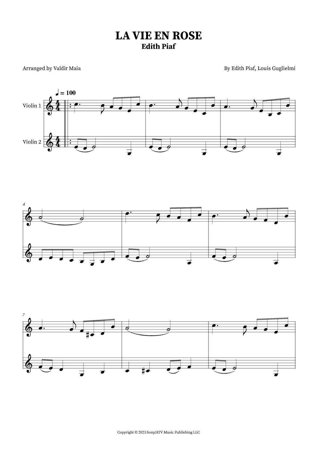 La Vie En Rose (arr. Valdir Maia)